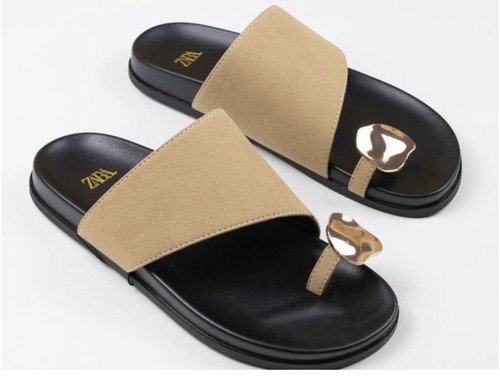 Zara tan black - leather, toe