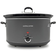 Slow Cooker 8 Litre with Ceramic Bowl for Heat Distribution, Steel, Andrew James