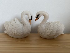 2x Vintage Swan Ornament Trinket Statues