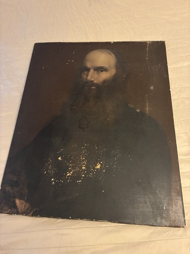 Antique oil canvas portrait - oil, on
