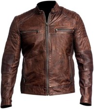 Mens Brown Cafe Racer Slim Fit