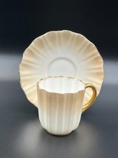 Antique Doulton Burslem Cabinet Cup & Saucer, C1900, White/Blush/Gilded