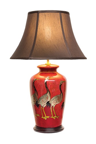 Red ceramic lamp - ceramic, oriental