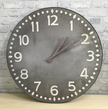 Laura Ashley Wall Clock LARGE 75cm Grey Metal & Cream Print (JF158L36)