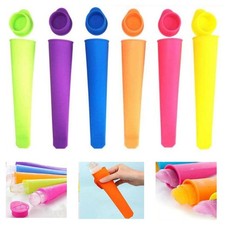 6pcs Silicone Pop Up Ice Lolly Cream Popsicle Mould Molds Frozen DIY Maker UK