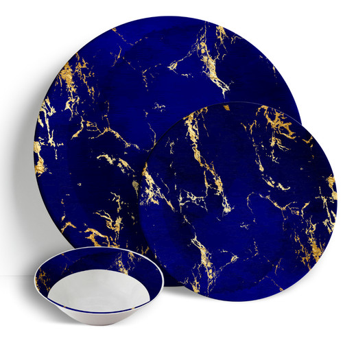Blue gold marble 18pc - &,