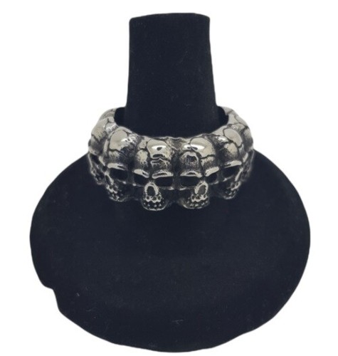 Skull band ring - silver, large
