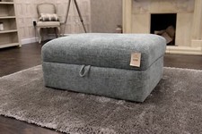 Premier Collection Cora ‘Sky Blue’ Woven Fabric – Designer XL Storage Footstool