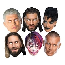WWE Champion Wrestlers Official 2D Card Party Face Masks Variety 6 Pack