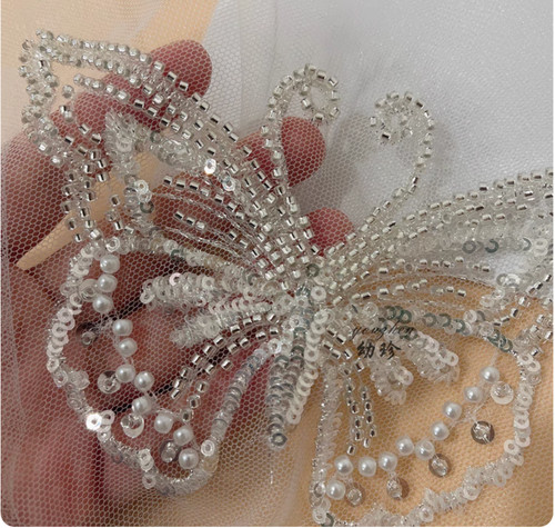 Large beaded butterfly patch - large,