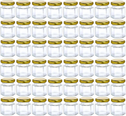 Hexagonal glass jars 48pcs - hexagonal,