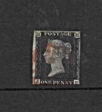 queen victoria stamps one penny black JE RED MALTESE CROSS used as scan