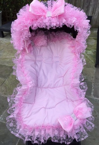 Pram pushchair pink frilly - pram/pushchair,