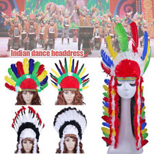 Native American Indian Chief Feather Headdress Hat Costumes War Feather Bonnet