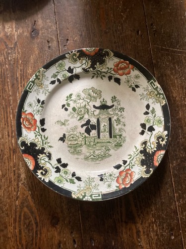 Two old pottery plate with - old,