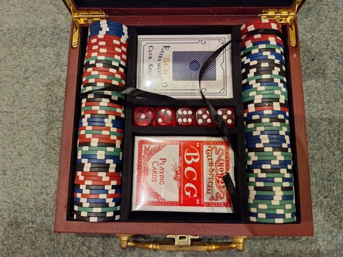 Poker set wooden case - set,