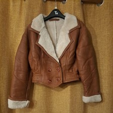 COUNTY COATS LADIES REAL SHEEPSKIN WOMAN FLYING STYLE  JACKET BUTTON RETRO 