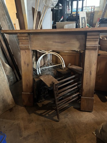 Antique pine fire surround - fire,