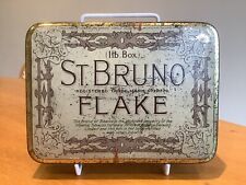 Vintage Collectable Tobacco Tin 1lb St Bruno Flake Hinged Lid 6.5” x 5”x 1.5”