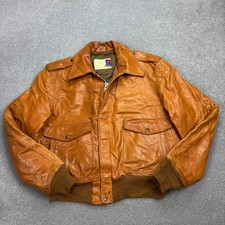 Schott Leather Flying Jacket Adult Large Brown Bomber Aviator Military USA Mens*