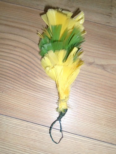Hackle yellow with green - hackle,