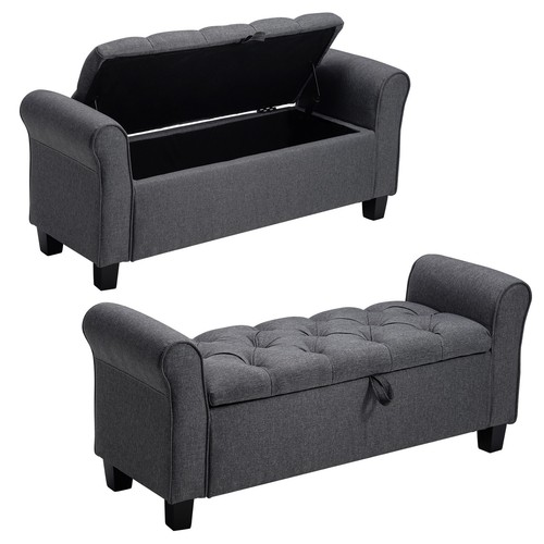 Linen upholstered ottoman - upholstered,