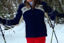 Dale of Norway Windstopper Fair Isle Jacket Medium - Blue Wool Two-Way Zip Sweat