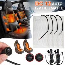 2 Seats Carbon Fiber Heated Seat Heater Pad Kit Car Cushion Switch 12V Universal