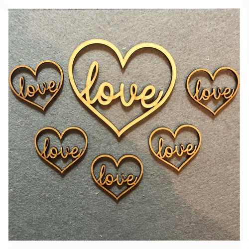 Wooden love heart shapes - wooden,