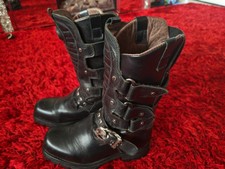New Rock Biker/Goth Black Leather Biker/Goth Boots Size 7 EU40