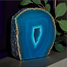 Teal Agate Standing Cut Base: Crystal of Renewal & Balance
