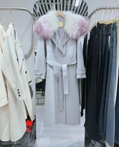Lilac wool long coat with - lilac,