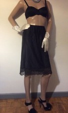Lingerie Exclusive Vintage Nylon Lace Half Slip Size 2/3 ? Small Black VGC