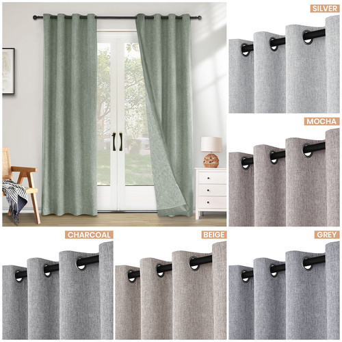 Thick linen blackout curtains - blackout,