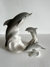 Vintage Highbank Porcelain - Lochgilphead Scotland Dolphin Family Figurines x 3