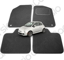 for Fiat 500 2012 Onwards Tailored Black Car Floor Mats Carpets 4pc with Clips