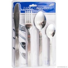 24 Piece Stainless Steel Cutlery Sets Tableware Dining Kitchen K9IFE,Fork Spoons