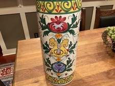 VTG COLORFUL HAND PAINTED CERAMIC UMBRELLA STAND MADE IN SPAIN