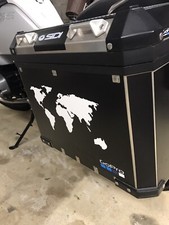 Adventure Bike World map Pannier Decal. Sticker GSA R1200 BMW GS Triumph Tiger.
