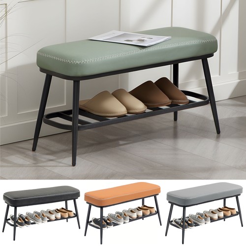 Leather shoe storage - pu, bench