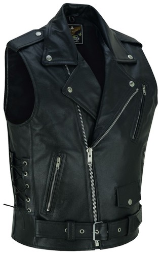 Mens real leather - mens, waistcoat