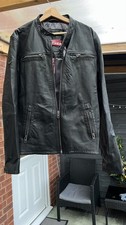 Superdry Mens Jacket XL Black Leather Real Hero Biker 