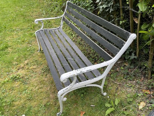 Slatted wooden garden bench