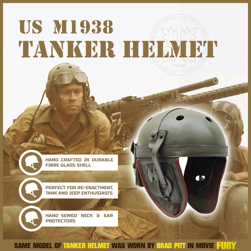 M1938 tanker helmet wwii us - us,
