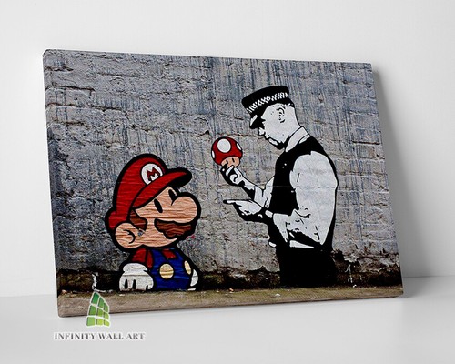 Banksy mario cop graffiti - banksy,