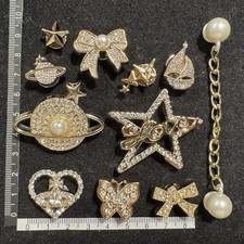 11pcs Sparkling Gold Clog Shoe