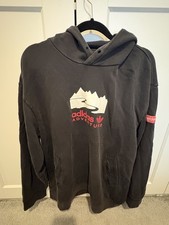 ADIDAS ADVENTURE HOODIE HOODY BLACK RED MEN'S SIZE L LARGE MISSING DRAWSTRINGS