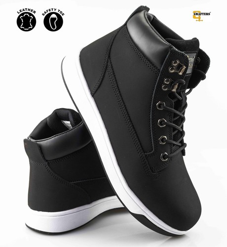 Mens black leather safety - black,