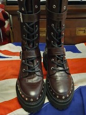 Topshop  genuine leather knee length burgundy boots size6