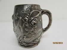 (ref1BI) Early antique cherubic silver plated Christening mug